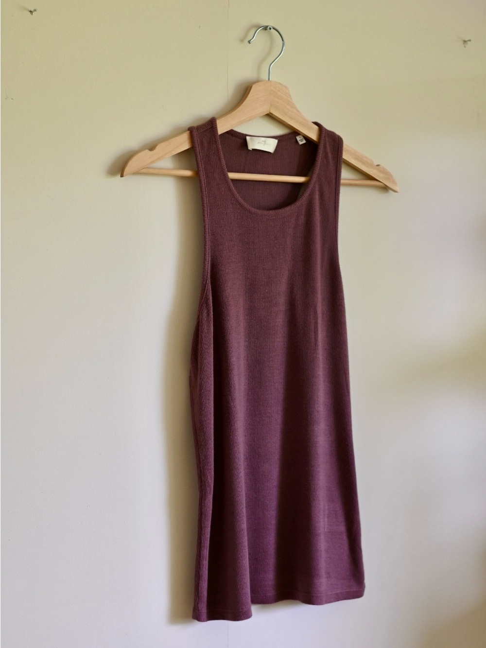 7 For All Mankind Ribbed Racerback Tank | Plum Modal Blend | Large
